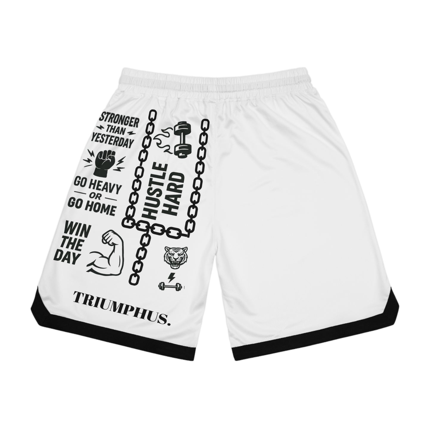 Motivational Basketball Rib Shorts - Hustle Hard, Unleash the Beast