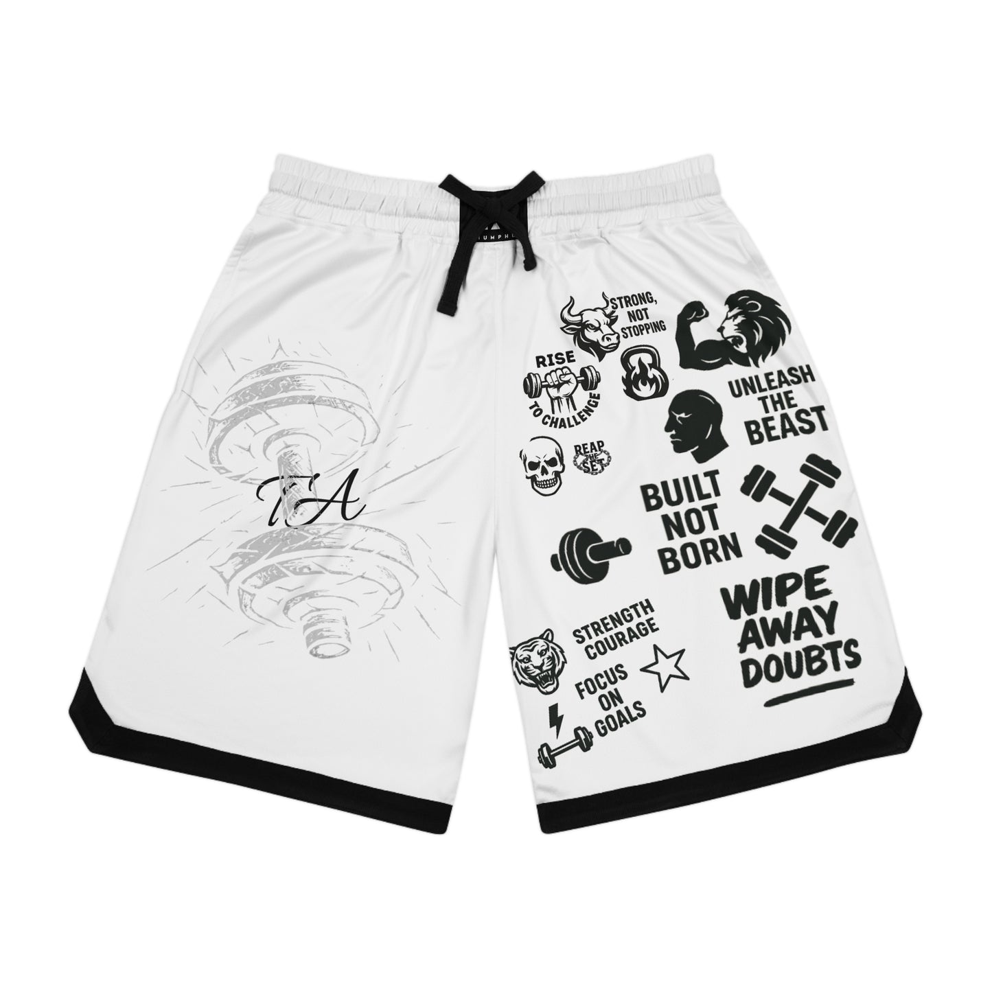 Motivational Basketball Rib Shorts - Hustle Hard, Unleash the Beast