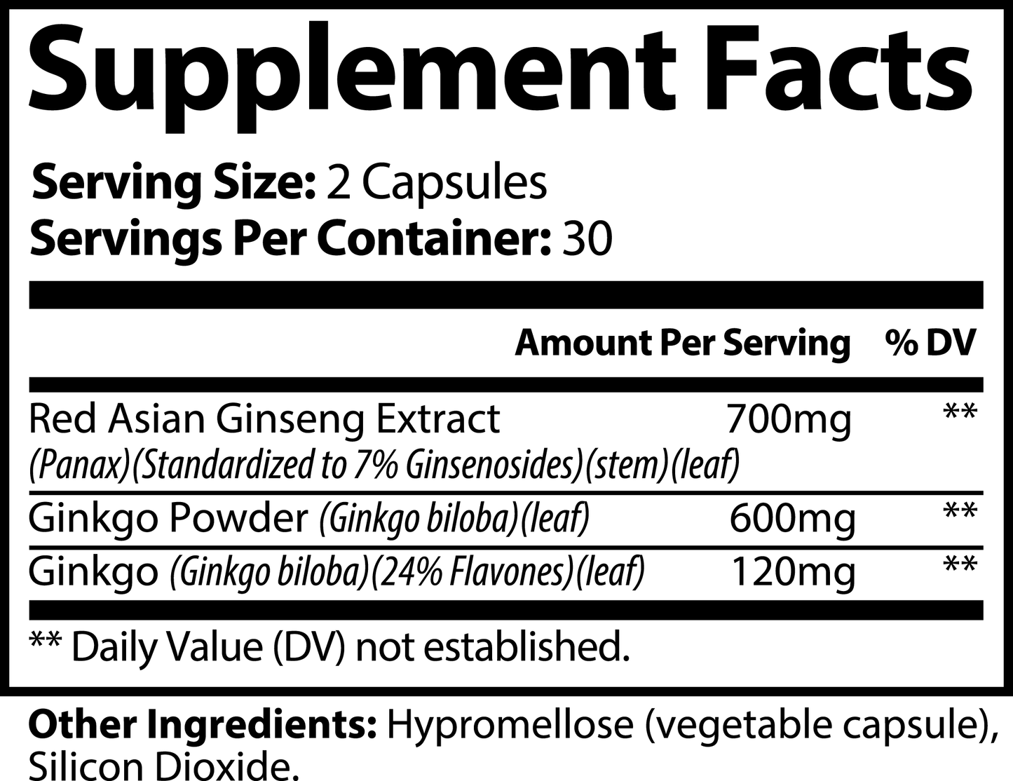 Ginkgo Biloba + Ginseng (Increases Focus)