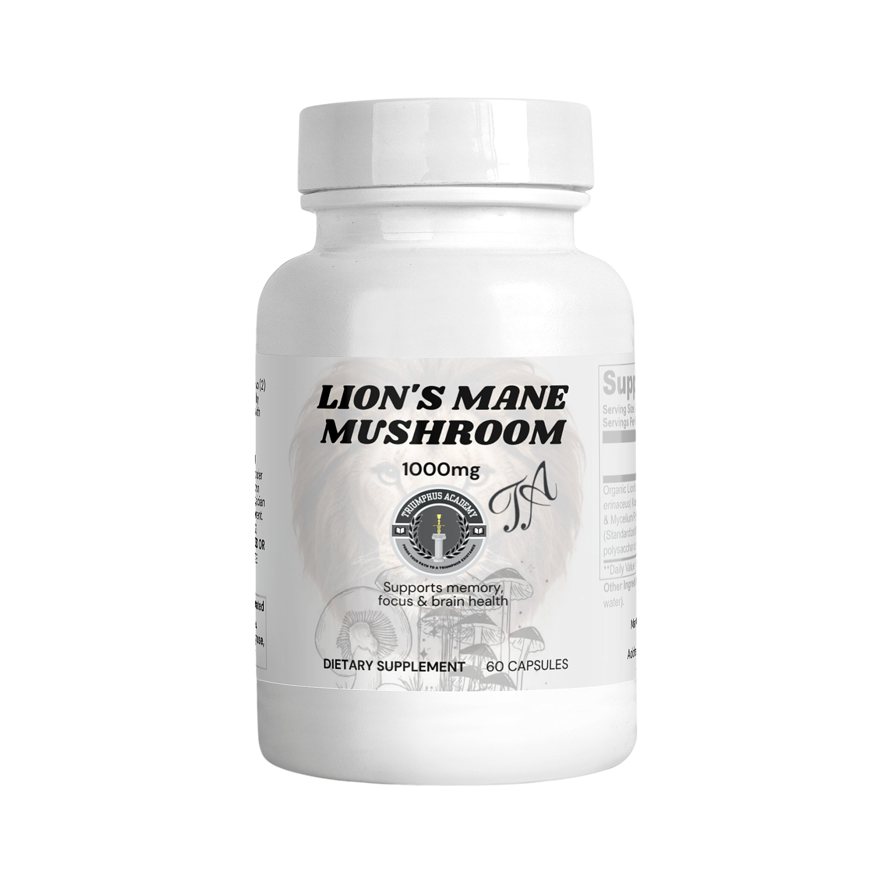 Lion's mane mushroom  Supports memory, focus & brain health Triumphus academy